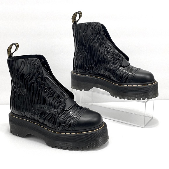 NEW DR MARTENS SINCLAIR ZEBRA SMOOTH LEATHER PLATFORM BOOTS - Picture 11 of 12
